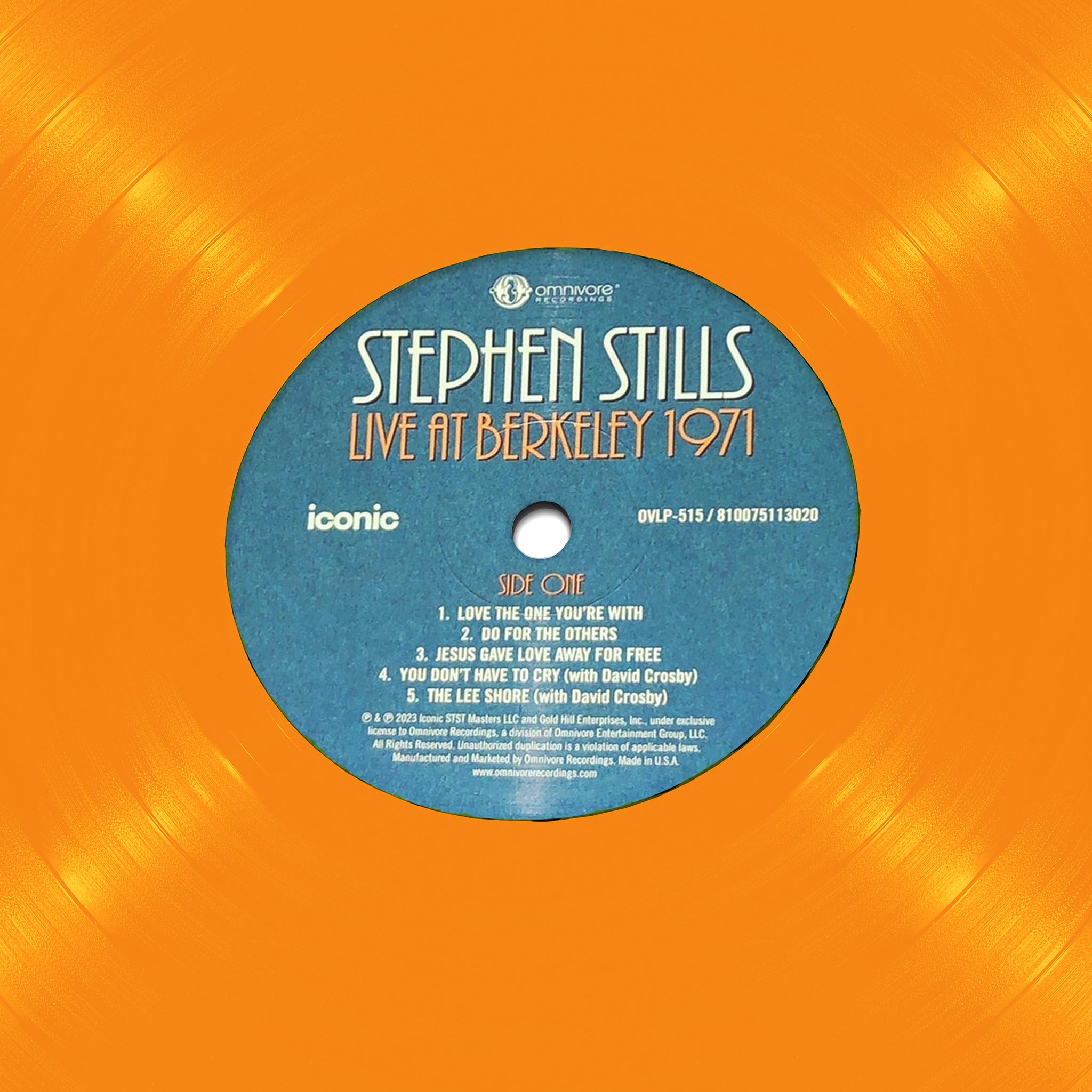 Stephen Stills Live at Berkeley 1971 Limited Orange Vinyl